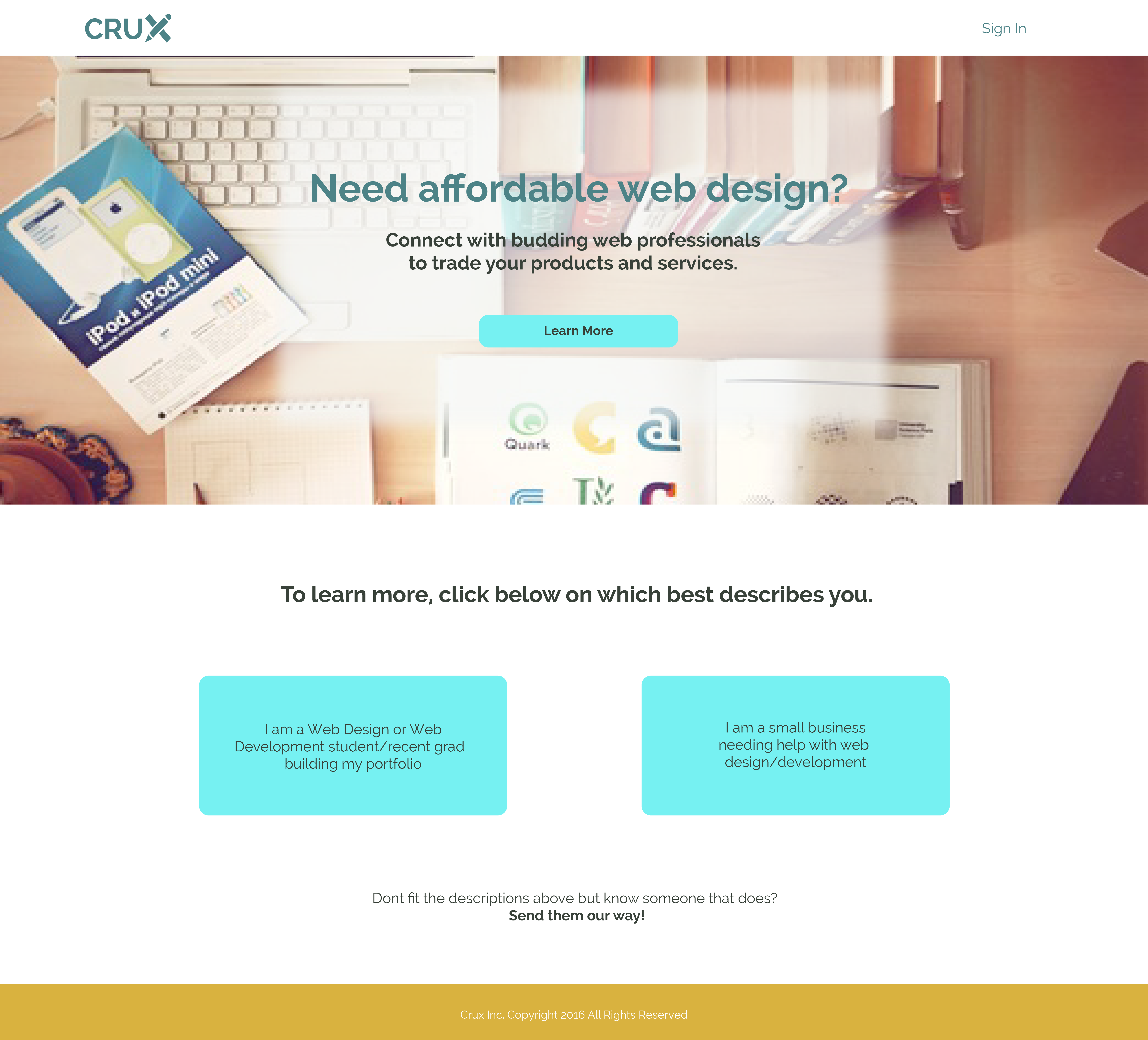 Crux Home-page Mock-up